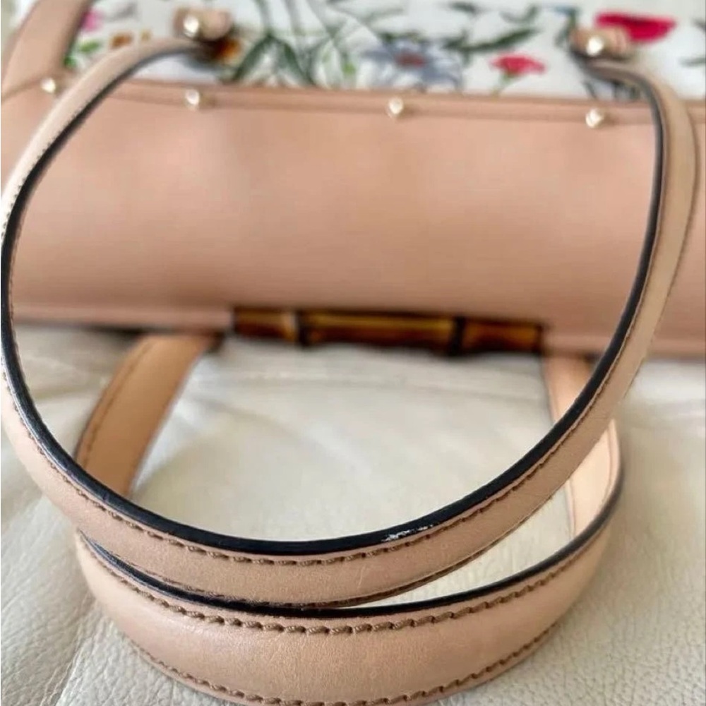 Gucci Floral Canvas and Beige Leather Satchel - Picture 3 of 16
